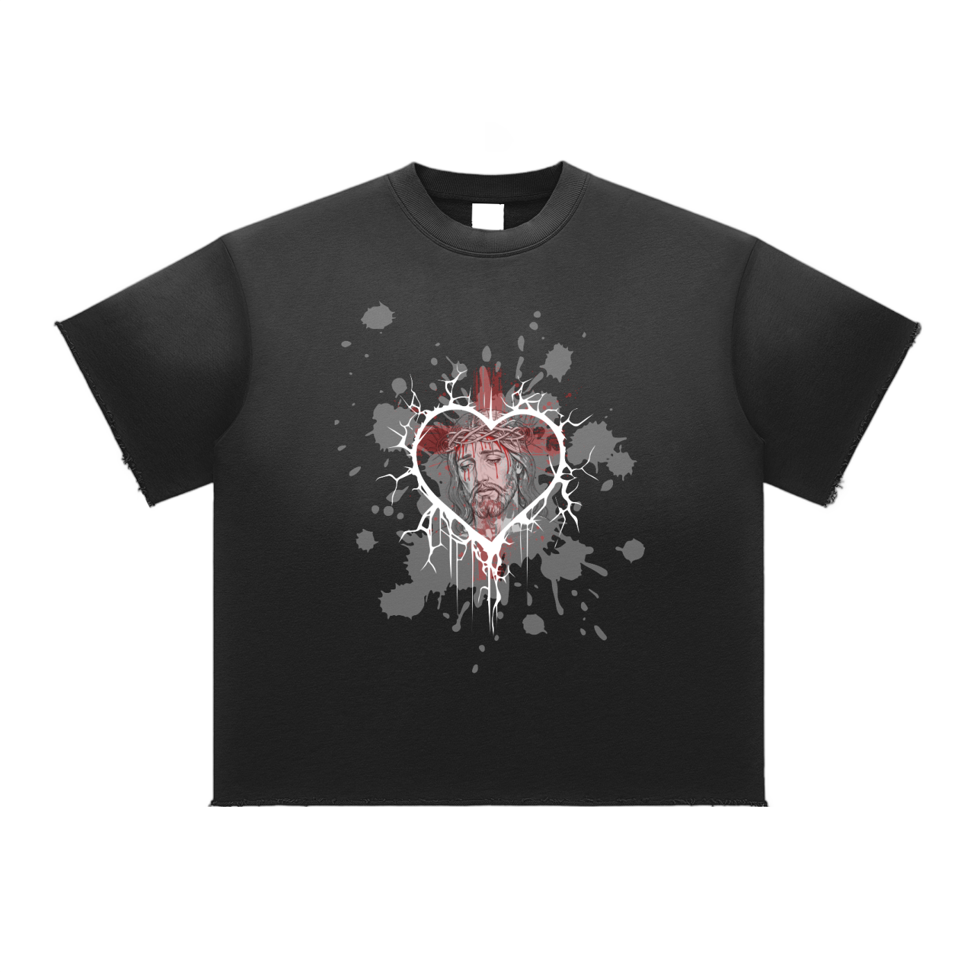 Faith Based Apparel - Jesus Crucifixion- Unisex Sun Fade Raw Edge T-Shirt