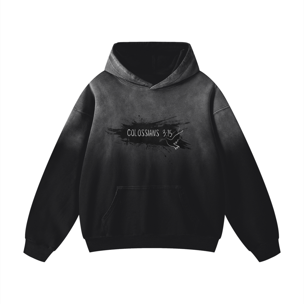 Unisex Heavyweight Sunfade Oversized Hoodie - Faith Based Apparel - Colossians 3:15