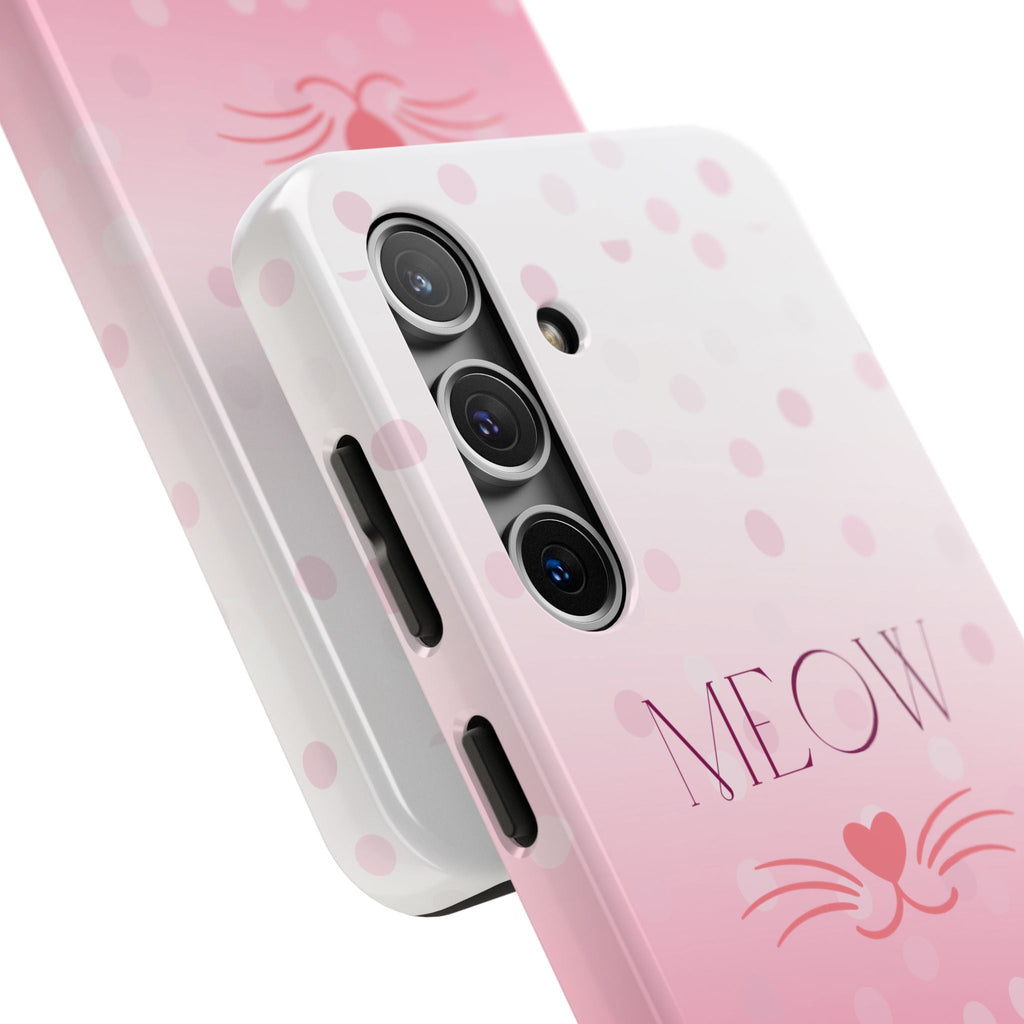Durable iPhone & Android Protective Case - Cute Pink Cat Phone Case