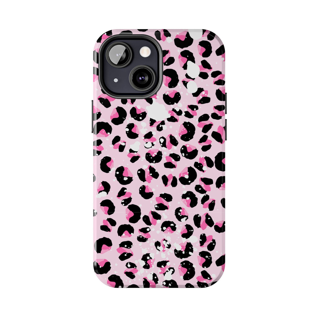Durable iPhone & Android Protective Phone Case - Pink Leopard Print Tough Case