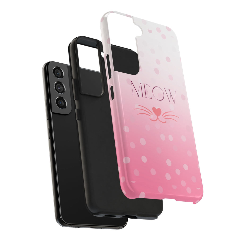 Durable iPhone & Android Protective Case - Cute Pink Cat Phone Case