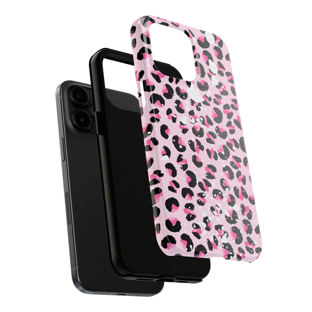Durable iPhone & Android Protective Phone Case - Pink Leopard Print Tough Case