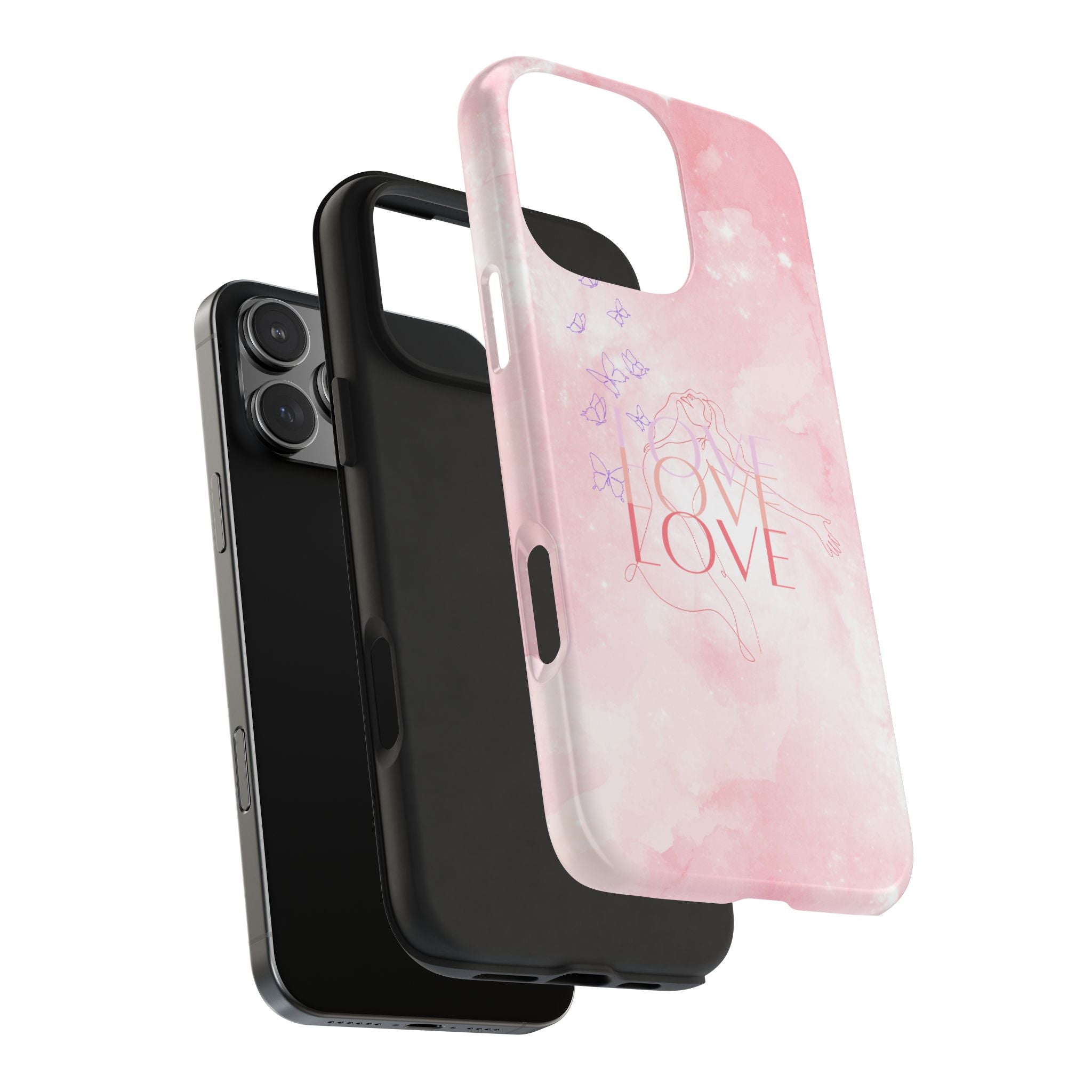 Durable Iphone & Android Protection - Pink Love Galaxy Tough Phone Case