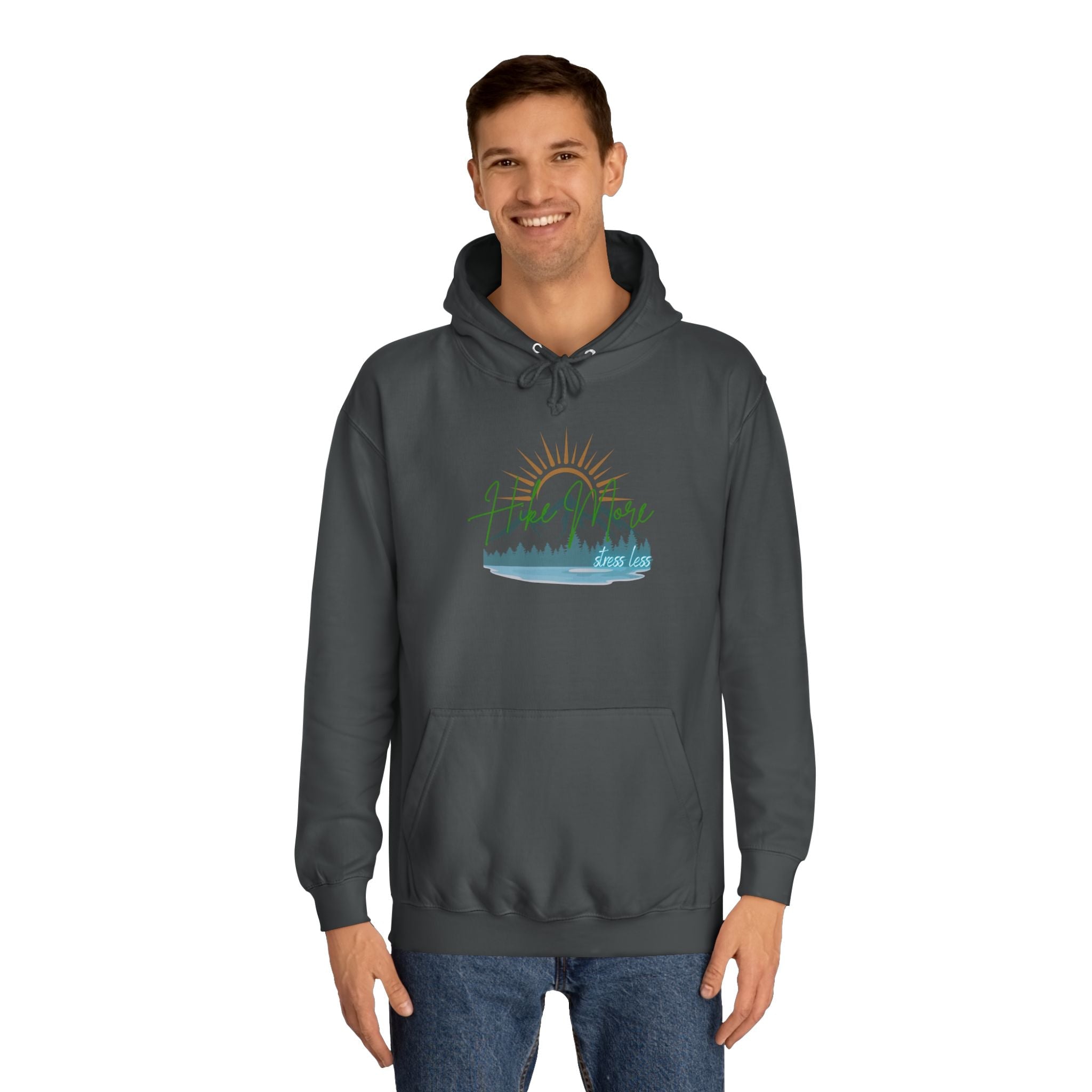 Hike More Stress Less - Slogan Sweatshirt - Women's Hoodie Pullover Sweatshirt - Her Collective