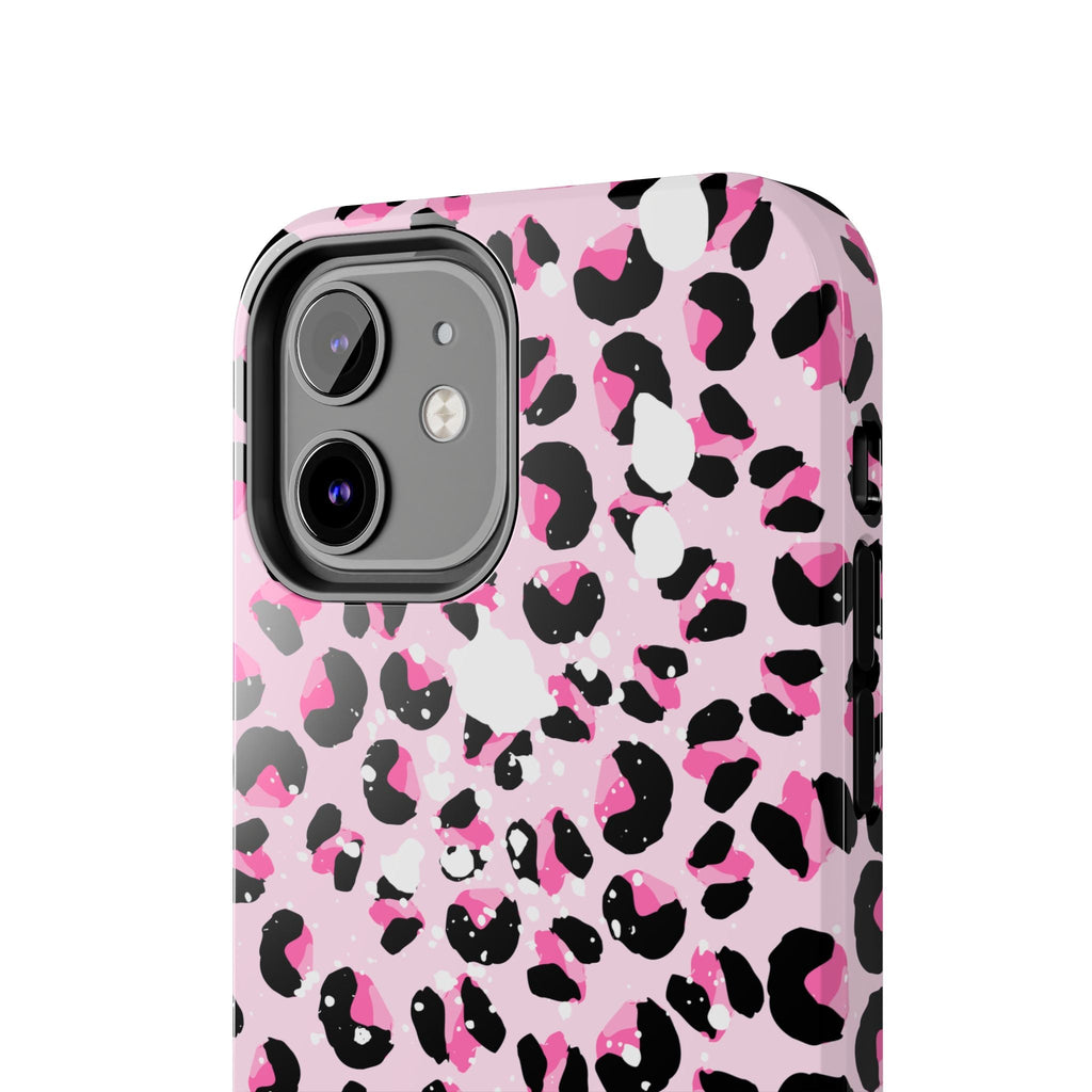 Durable iPhone & Android Protective Phone Case - Pink Leopard Print Tough Case