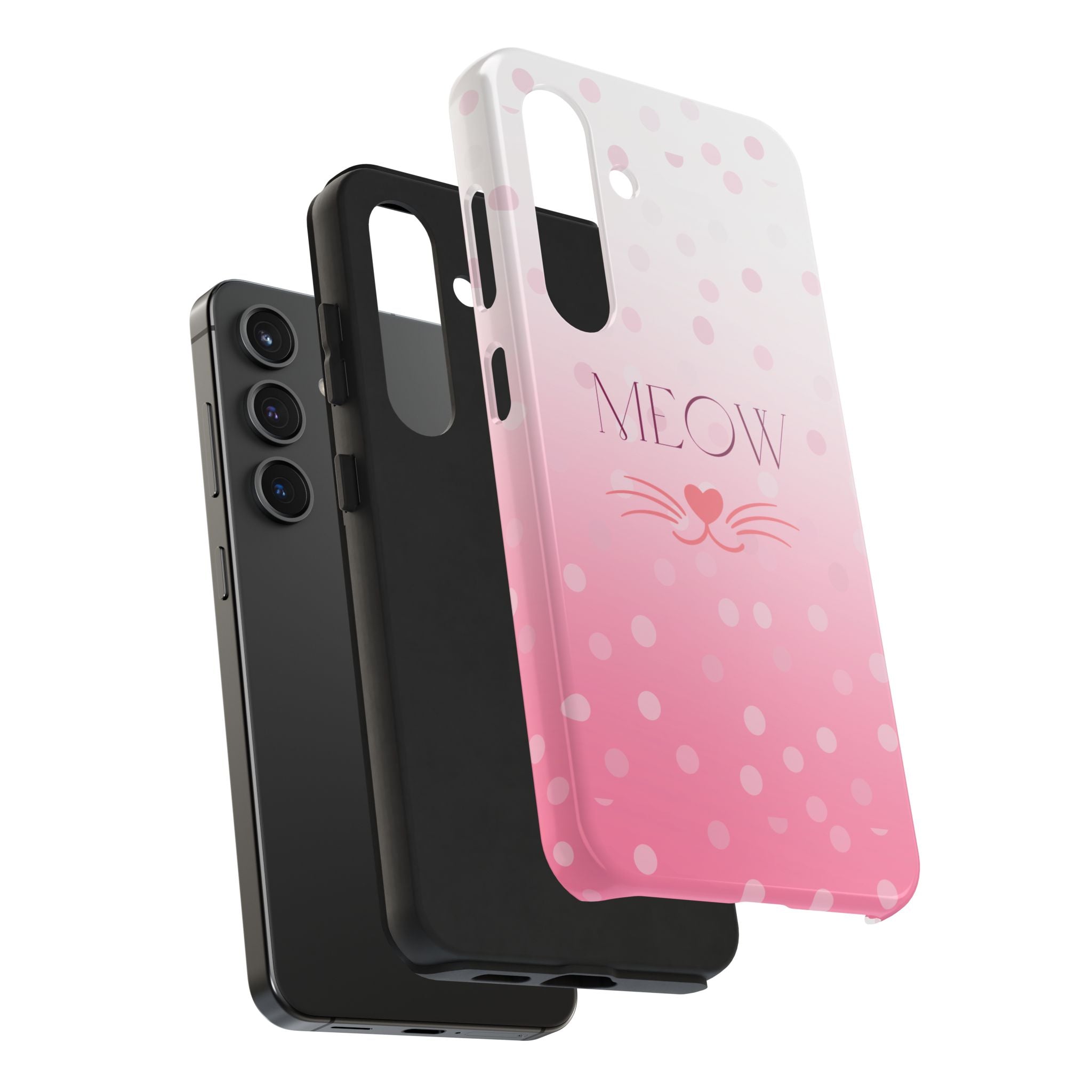 Durable iPhone & Android Protective Case - Cute Pink Cat Phone Case