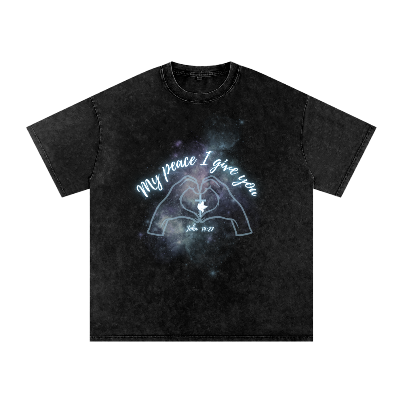 Women's Faith Based Apparel - My Peace I Give You - Snow Washed Oversized Cotton T-Shirt
