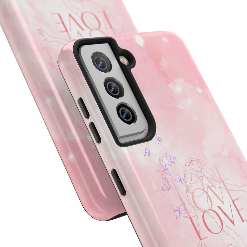 Durable Iphone & Android Protection - Pink Love Galaxy Tough Phone Case