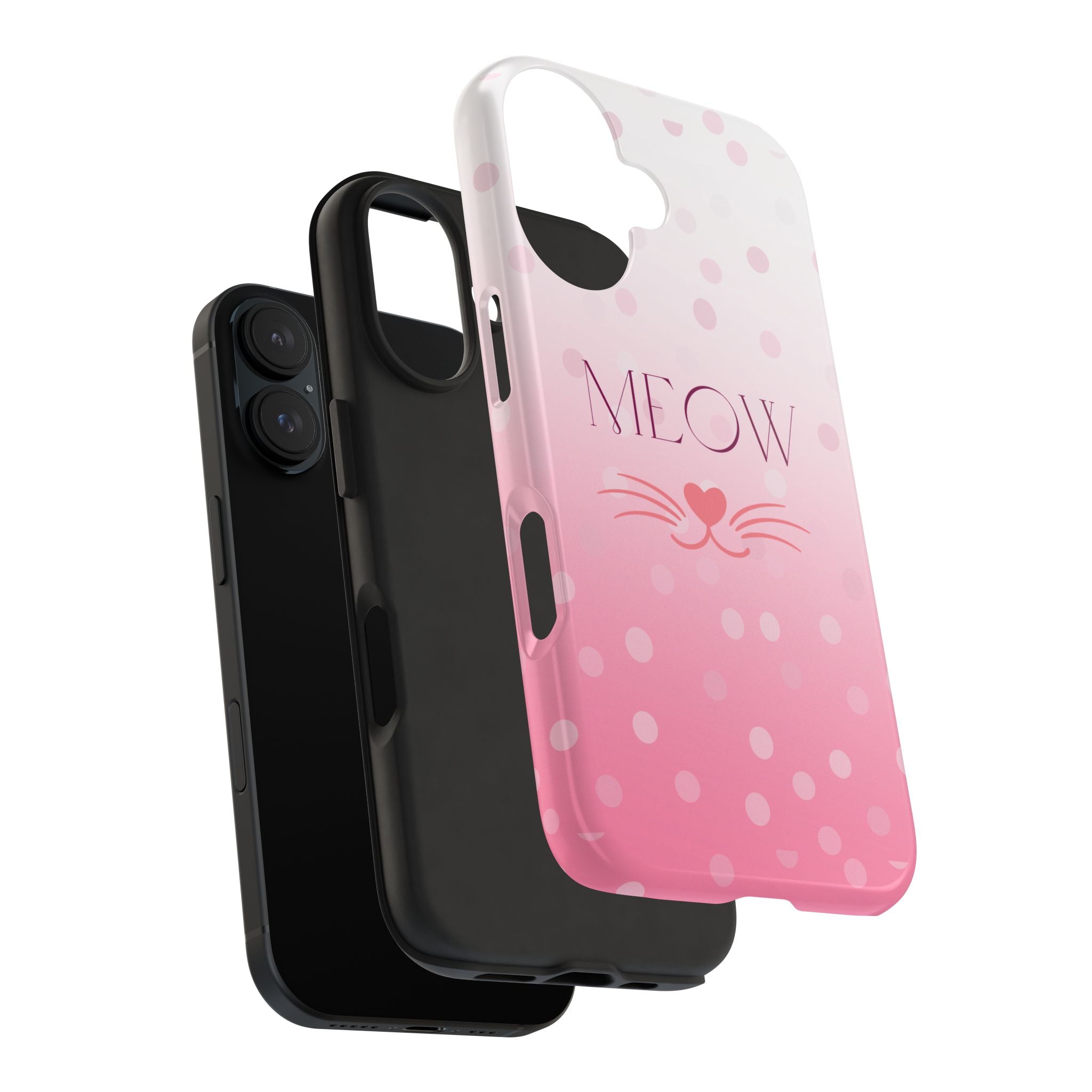 Durable iPhone & Android Protective Case - Cute Pink Cat Phone Case