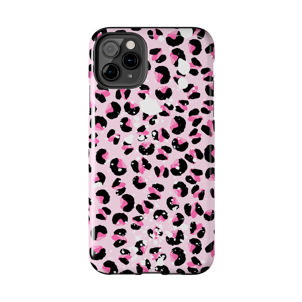 Durable iPhone & Android Protective Phone Case - Pink Leopard Print Tough Case