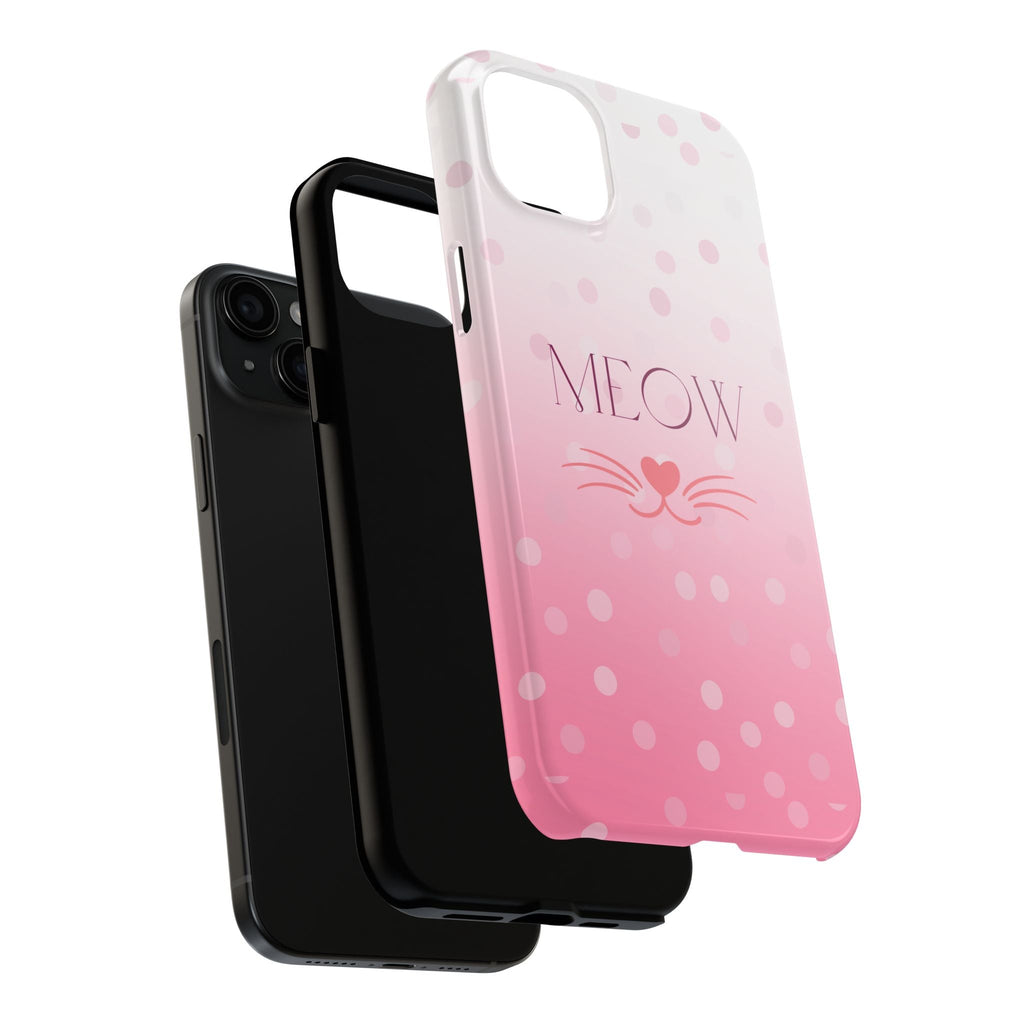 Durable iPhone & Android Protective Case - Cute Pink Cat Phone Case