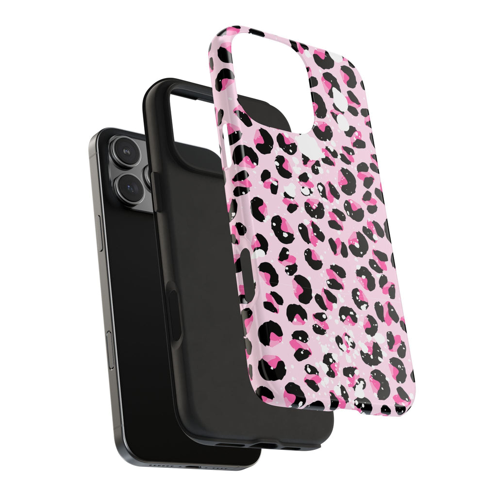 Durable iPhone & Android Protective Phone Case - Pink Leopard Print Tough Case
