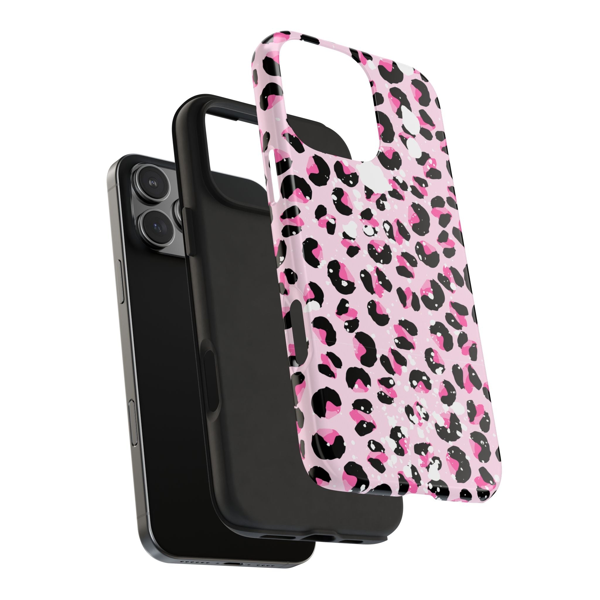Durable iPhone & Android Protective Phone Case - Pink Leopard Print Tough Case