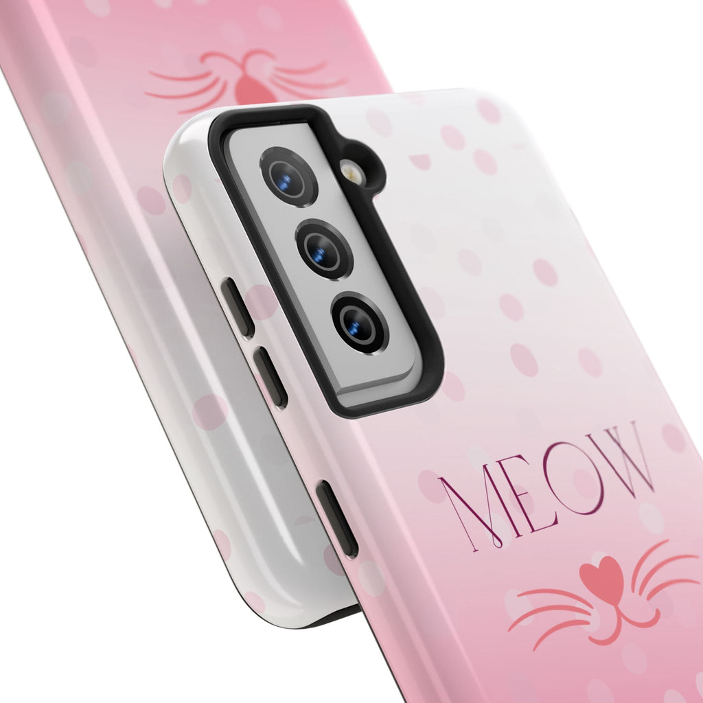 Durable iPhone & Android Protective Case - Cute Pink Cat Phone Case