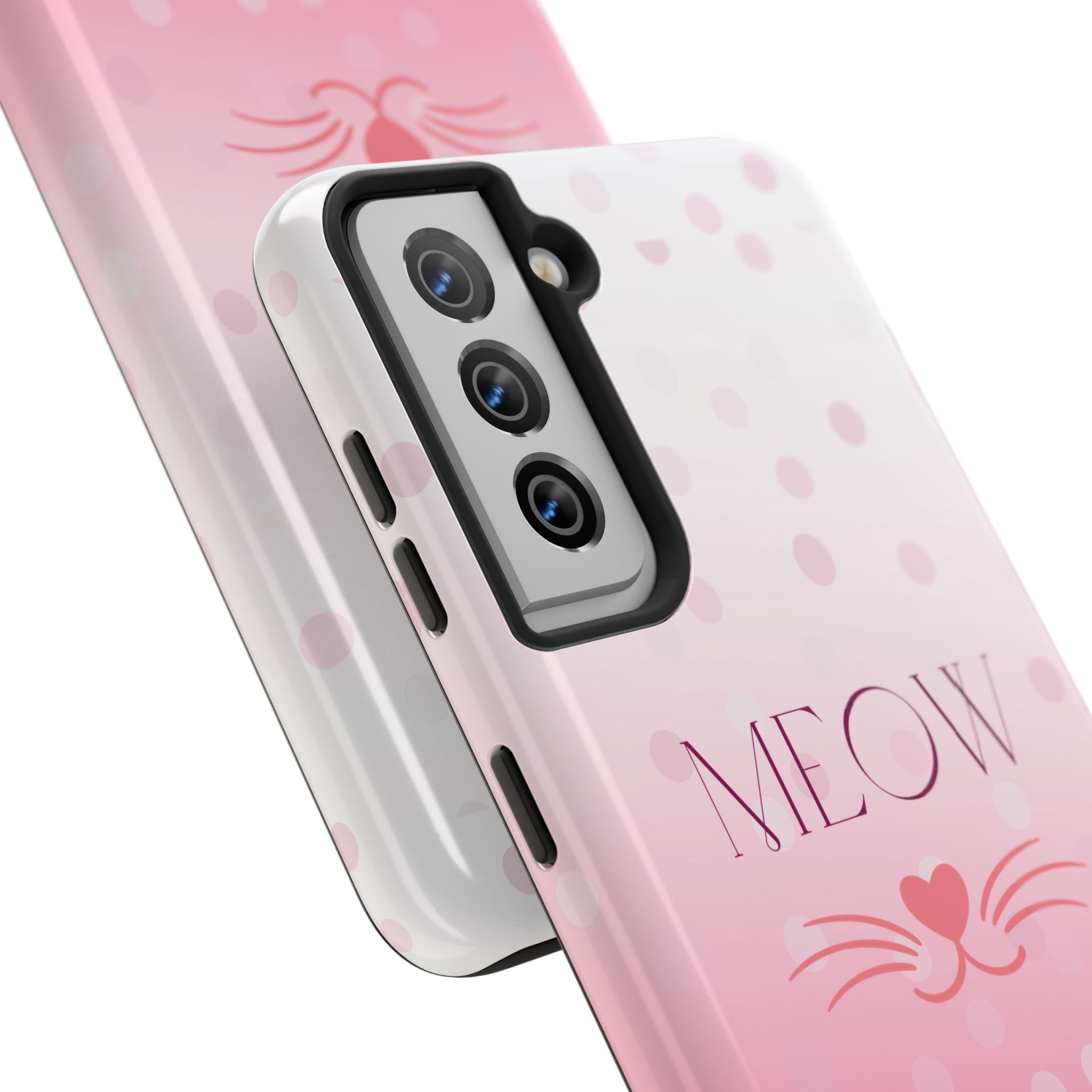 Durable iPhone & Android Protective Case - Cute Pink Cat Phone Case
