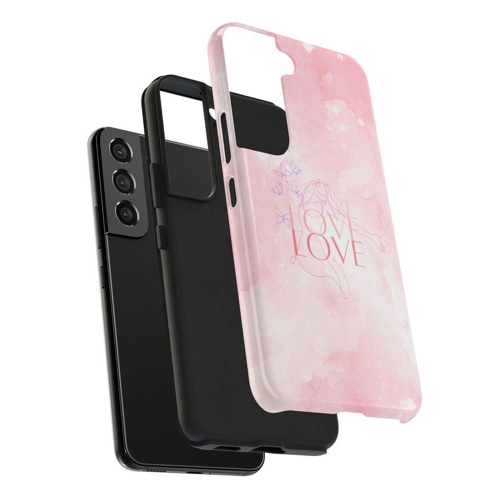 Durable Iphone & Android Protection - Pink Love Galaxy Tough Phone Case