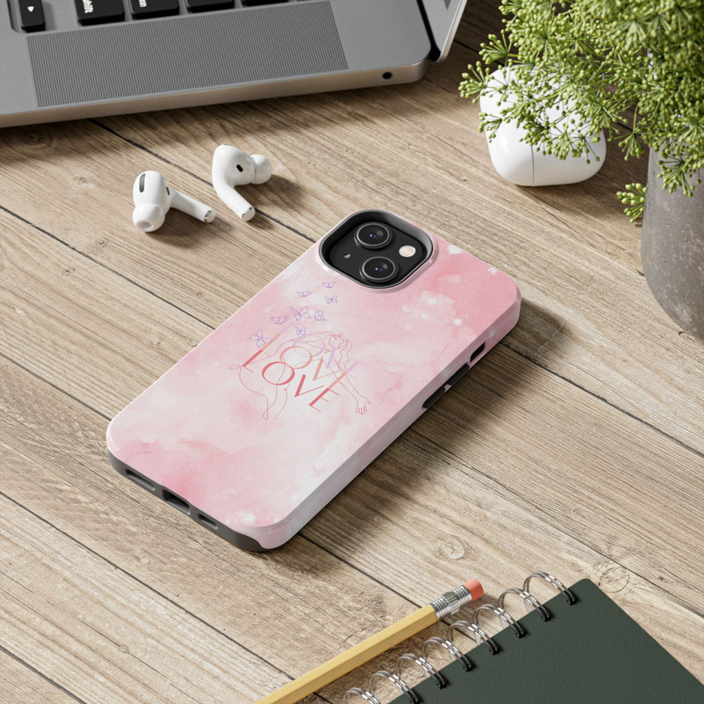 Durable Iphone & Android Protection - Pink Love Galaxy Tough Phone Case