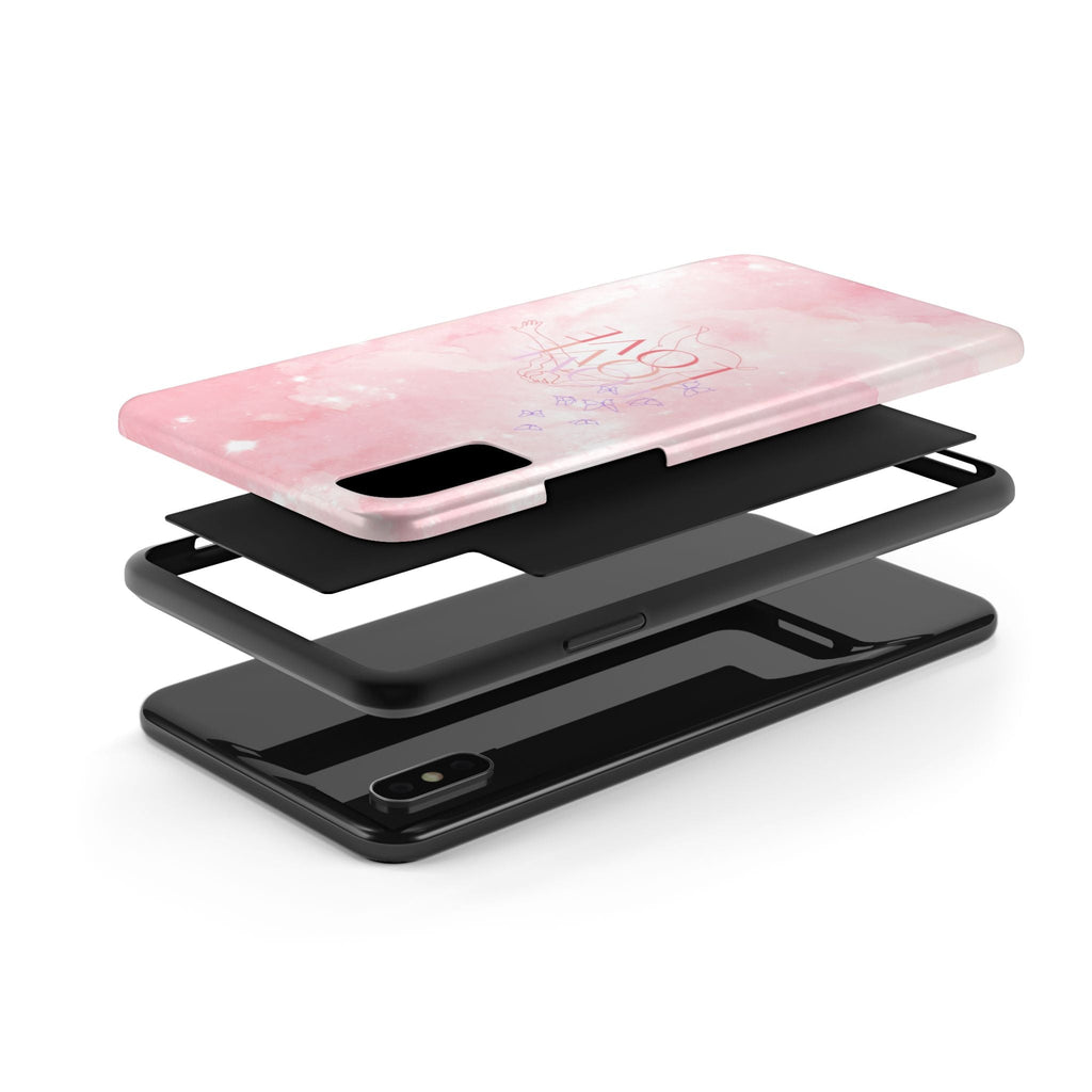 Durable Iphone & Android Protection - Pink Love Galaxy Tough Phone Case