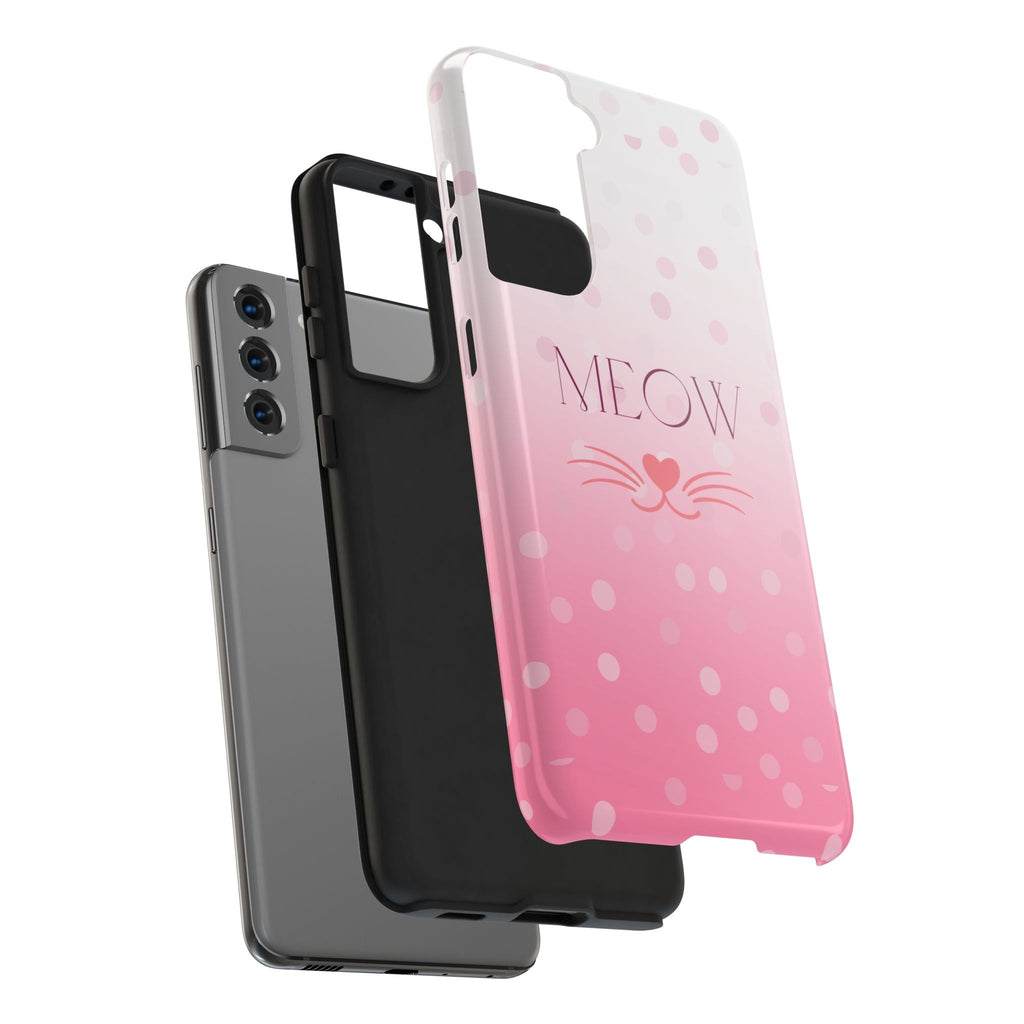Durable iPhone & Android Protective Case - Cute Pink Cat Phone Case