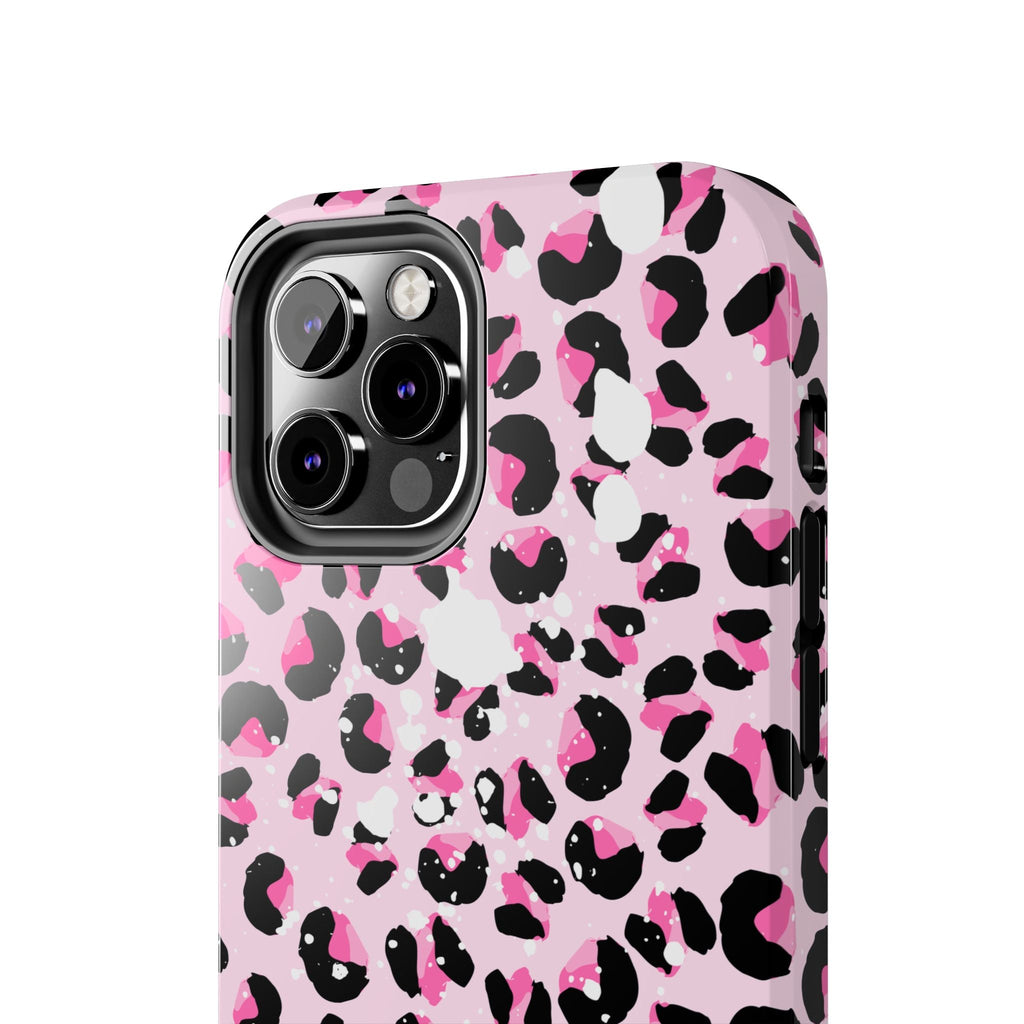 Durable iPhone & Android Protective Phone Case - Pink Leopard Print Tough Case
