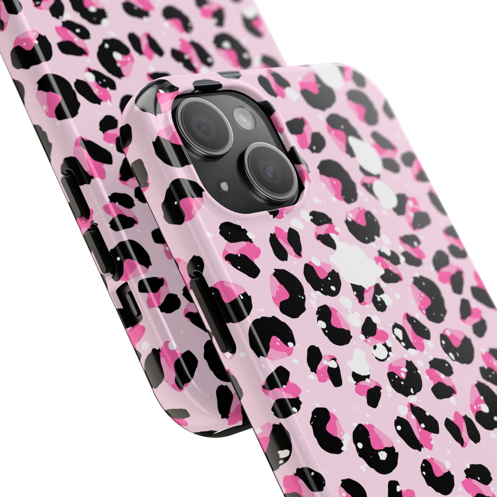 Durable iPhone & Android Protective Phone Case - Pink Leopard Print Tough Case
