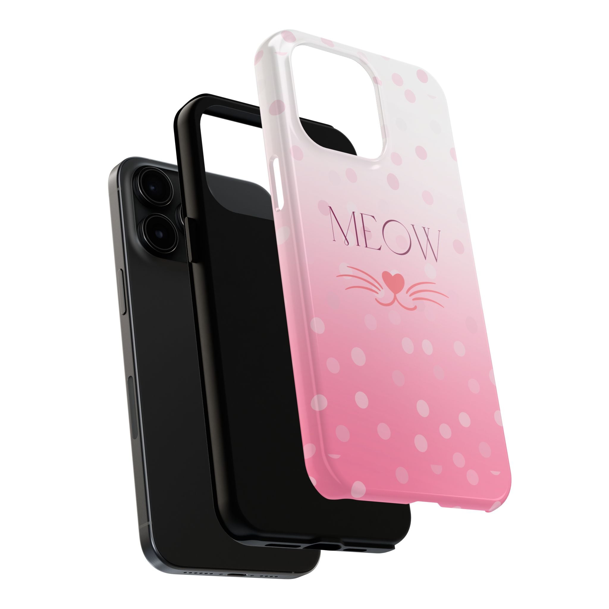 Durable iPhone & Android Protective Case - Cute Pink Cat Phone Case
