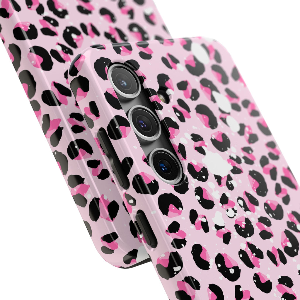 Durable iPhone & Android Protective Phone Case - Pink Leopard Print Tough Case