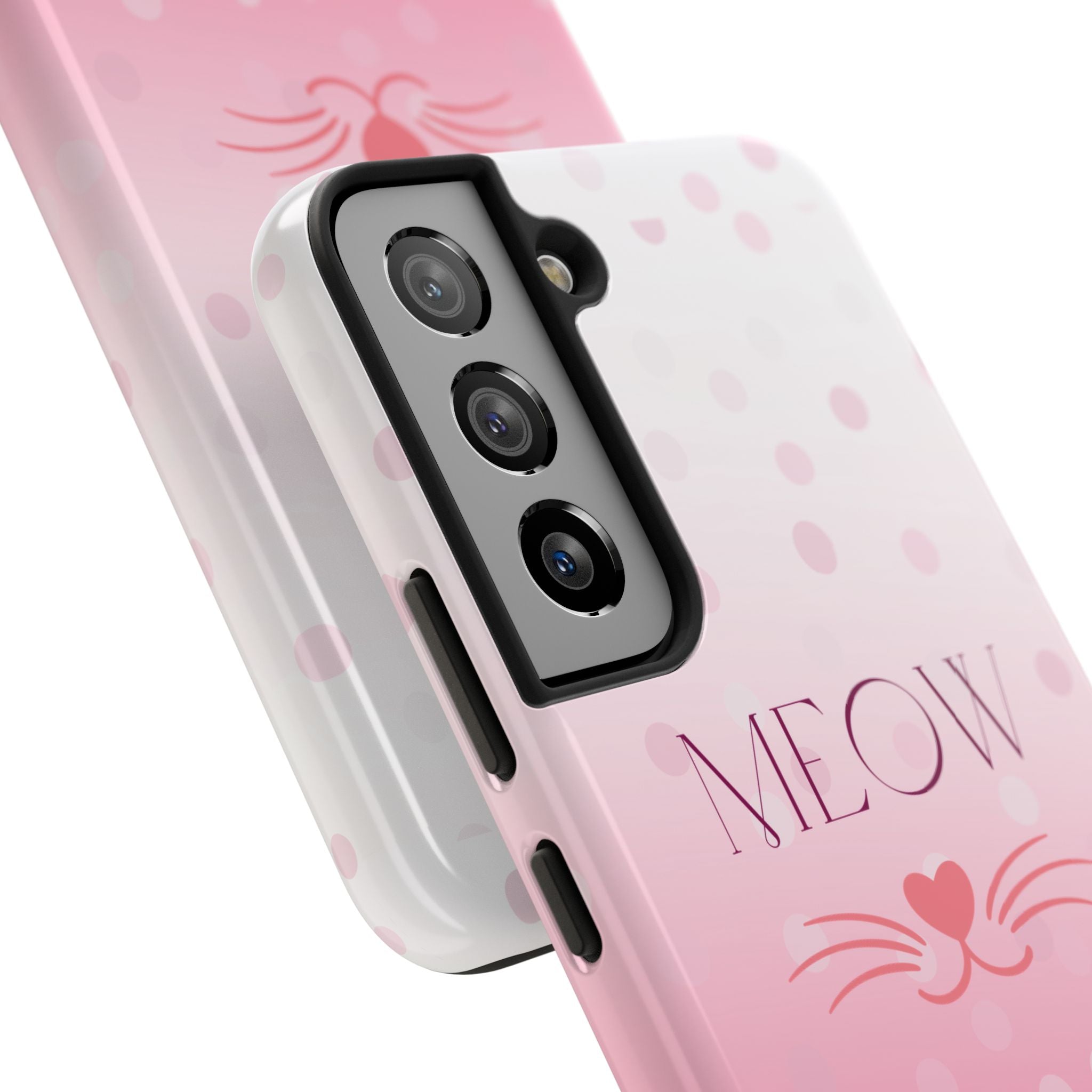 Durable iPhone & Android Protective Case - Cute Pink Cat Phone Case