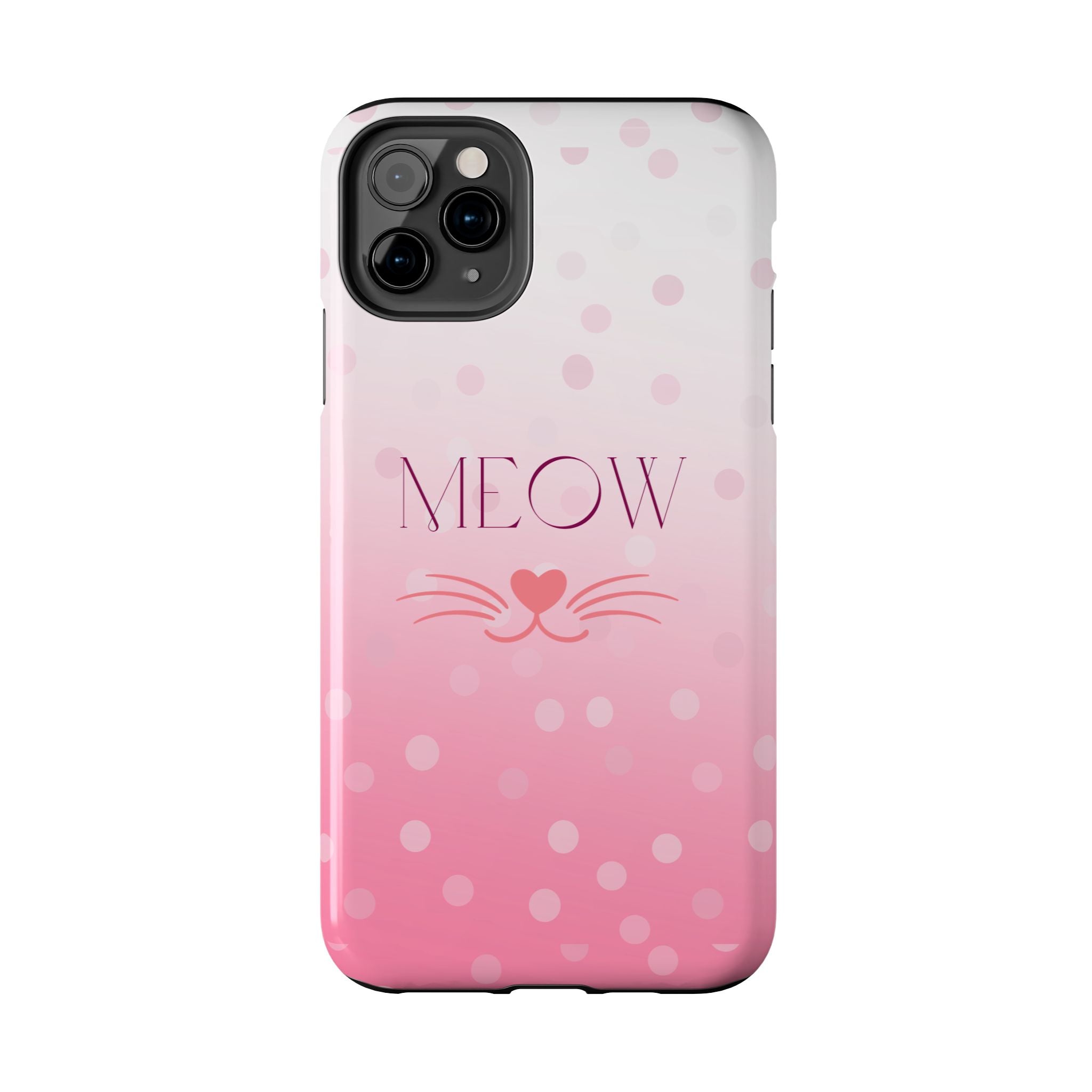 Durable iPhone & Android Protective Case - Cute Pink Cat Phone Case
