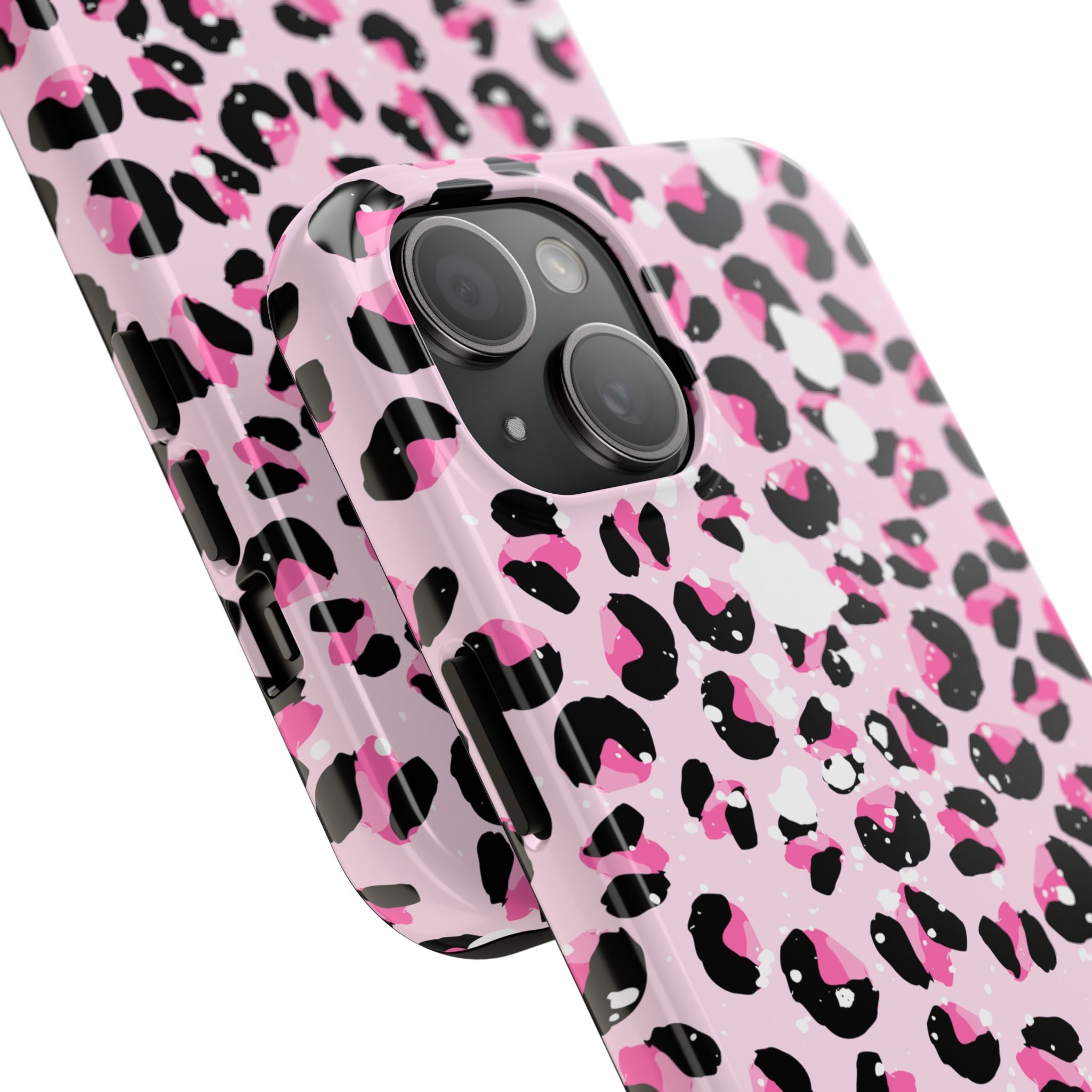 Durable iPhone & Android Protective Phone Case - Pink Leopard Print Tough Case