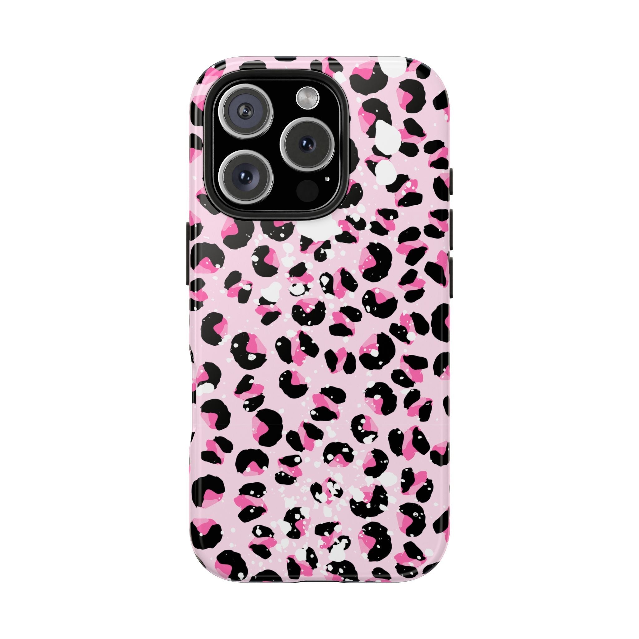 Durable iPhone & Android Protective Phone Case - Pink Leopard Print Tough Case