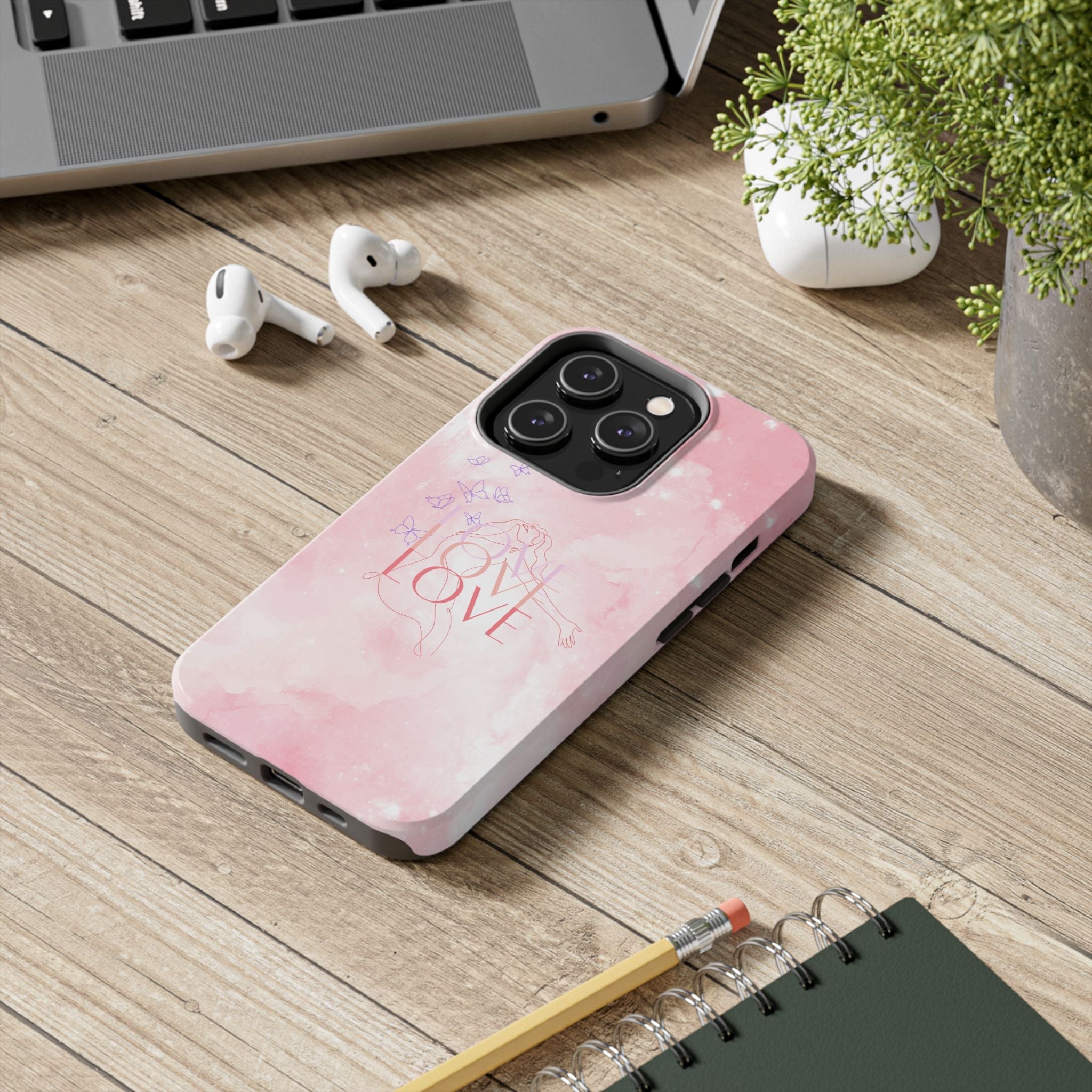 Durable Iphone & Android Protection - Pink Love Galaxy Tough Phone Case