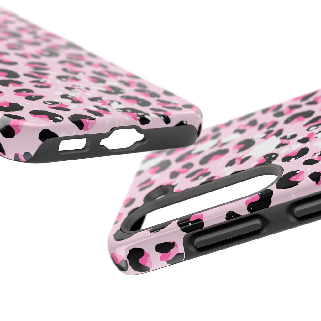 Durable iPhone & Android Protective Phone Case - Pink Leopard Print Tough Case
