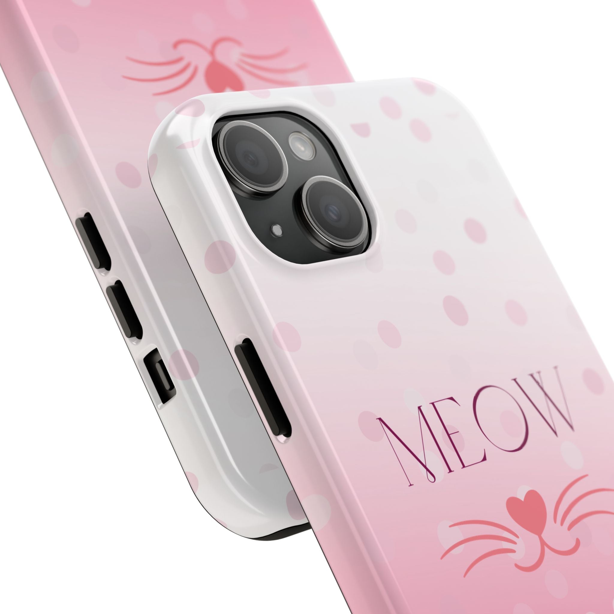 Durable iPhone & Android Protective Case - Cute Pink Cat Phone Case