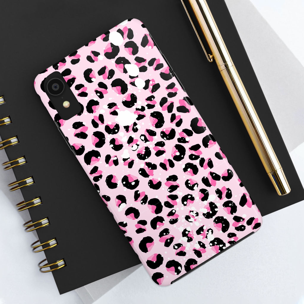 Durable iPhone & Android Protective Phone Case - Pink Leopard Print Tough Case