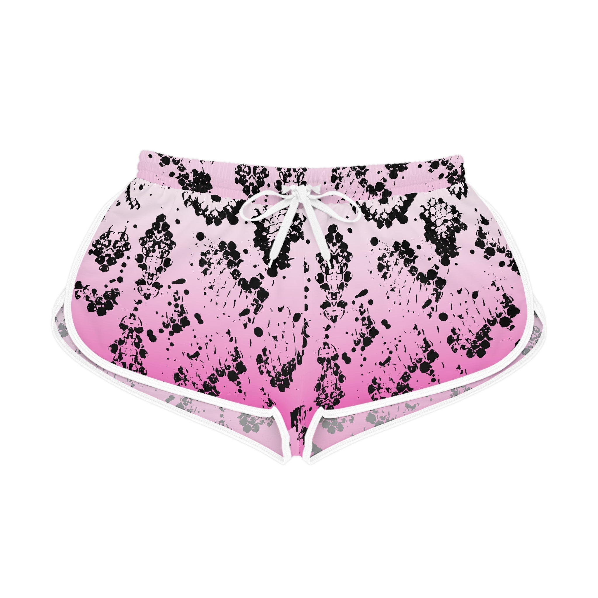 Women's Relaxed Summer Shorts - Trendy Pink Snakeskin Ombré Pattern - Activewear Set