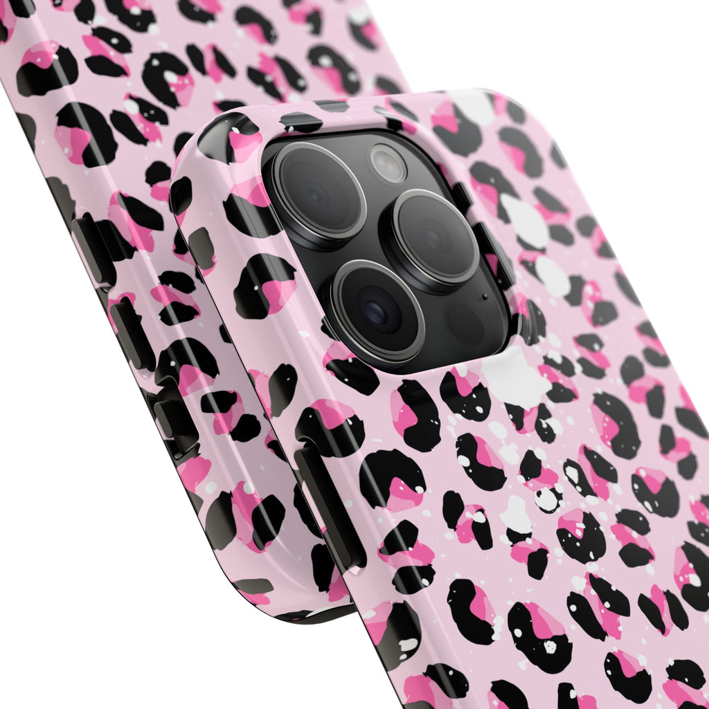 Durable iPhone & Android Protective Phone Case - Pink Leopard Print Tough Case