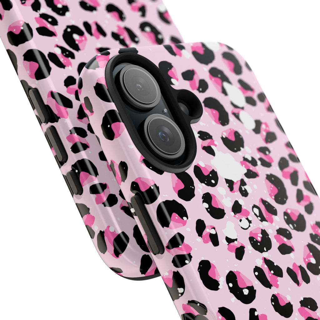 Durable iPhone & Android Protective Phone Case - Pink Leopard Print Tough Case