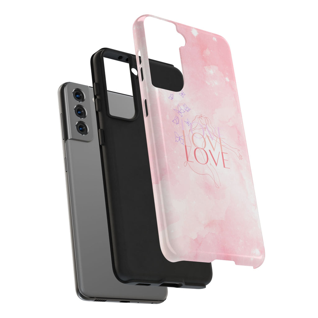 Durable Iphone & Android Protection - Pink Love Galaxy Tough Phone Case