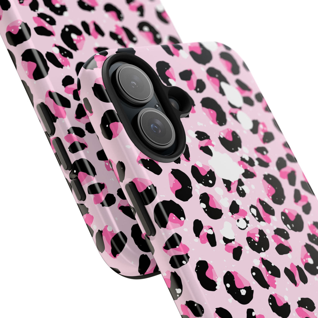 Durable iPhone & Android Protective Phone Case - Pink Leopard Print Tough Case