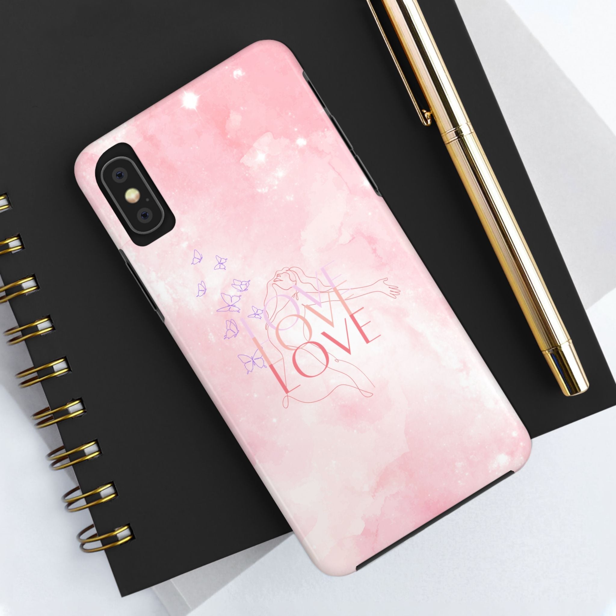 Durable Iphone & Android Protection - Pink Love Galaxy Tough Phone Case