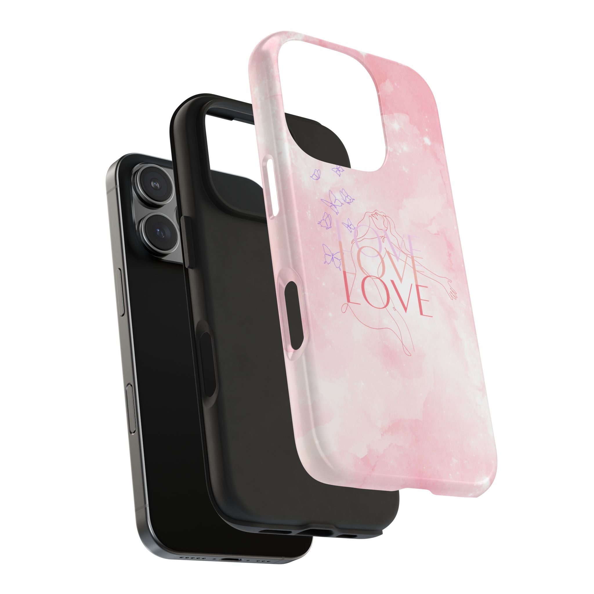 Durable Iphone & Android Protection - Pink Love Galaxy Tough Phone Case