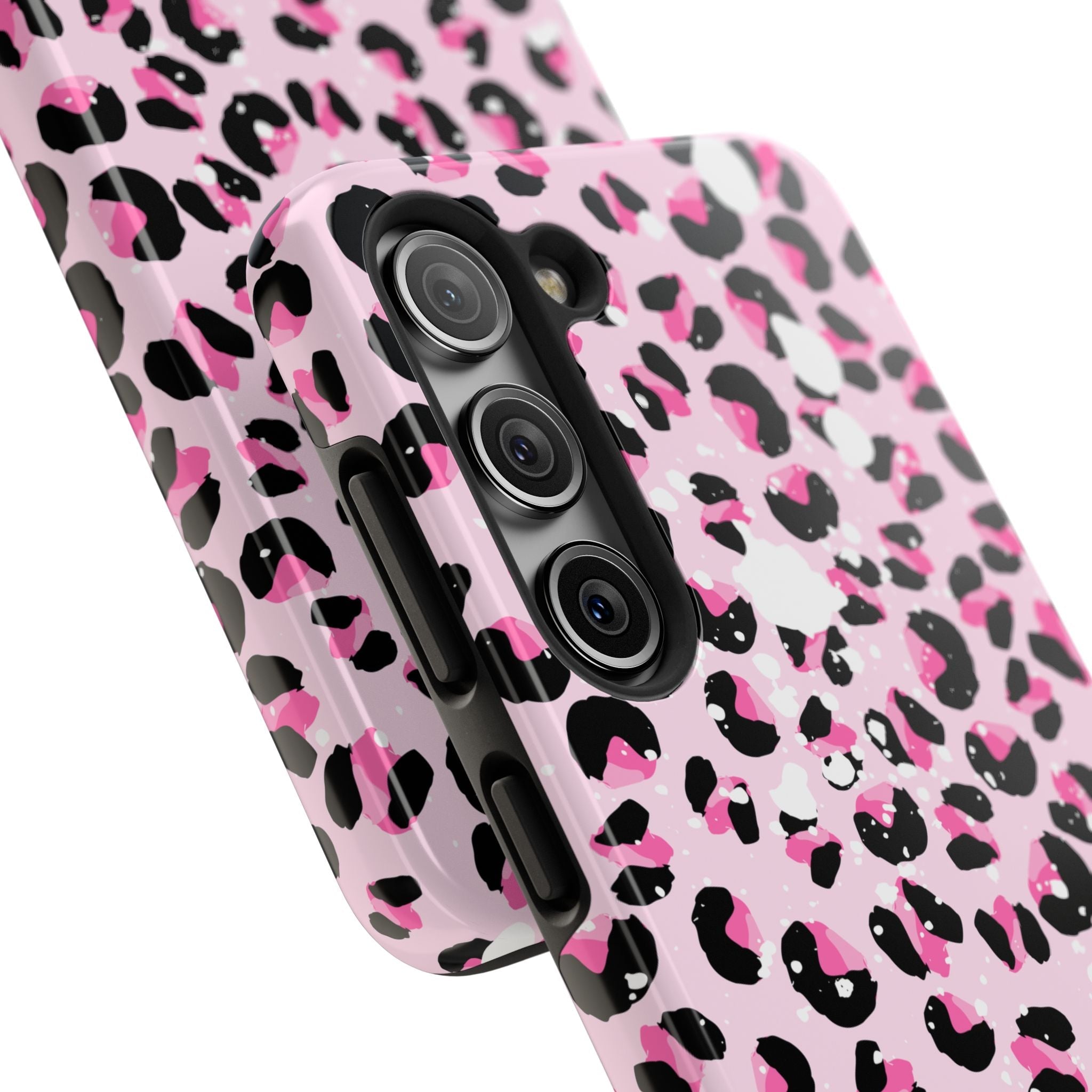 Durable iPhone & Android Protective Phone Case - Pink Leopard Print Tough Case