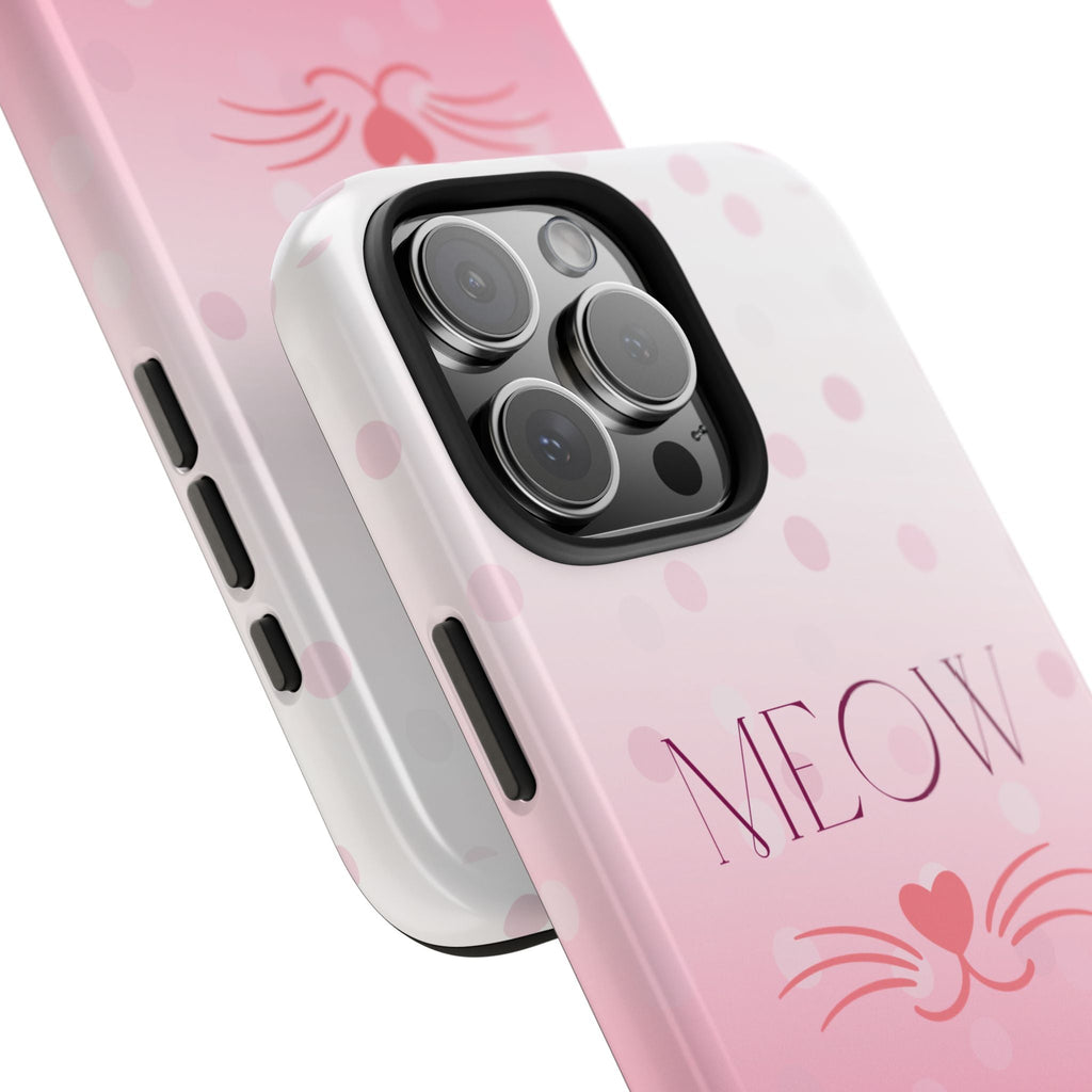 Durable iPhone & Android Protective Case - Cute Pink Cat Phone Case