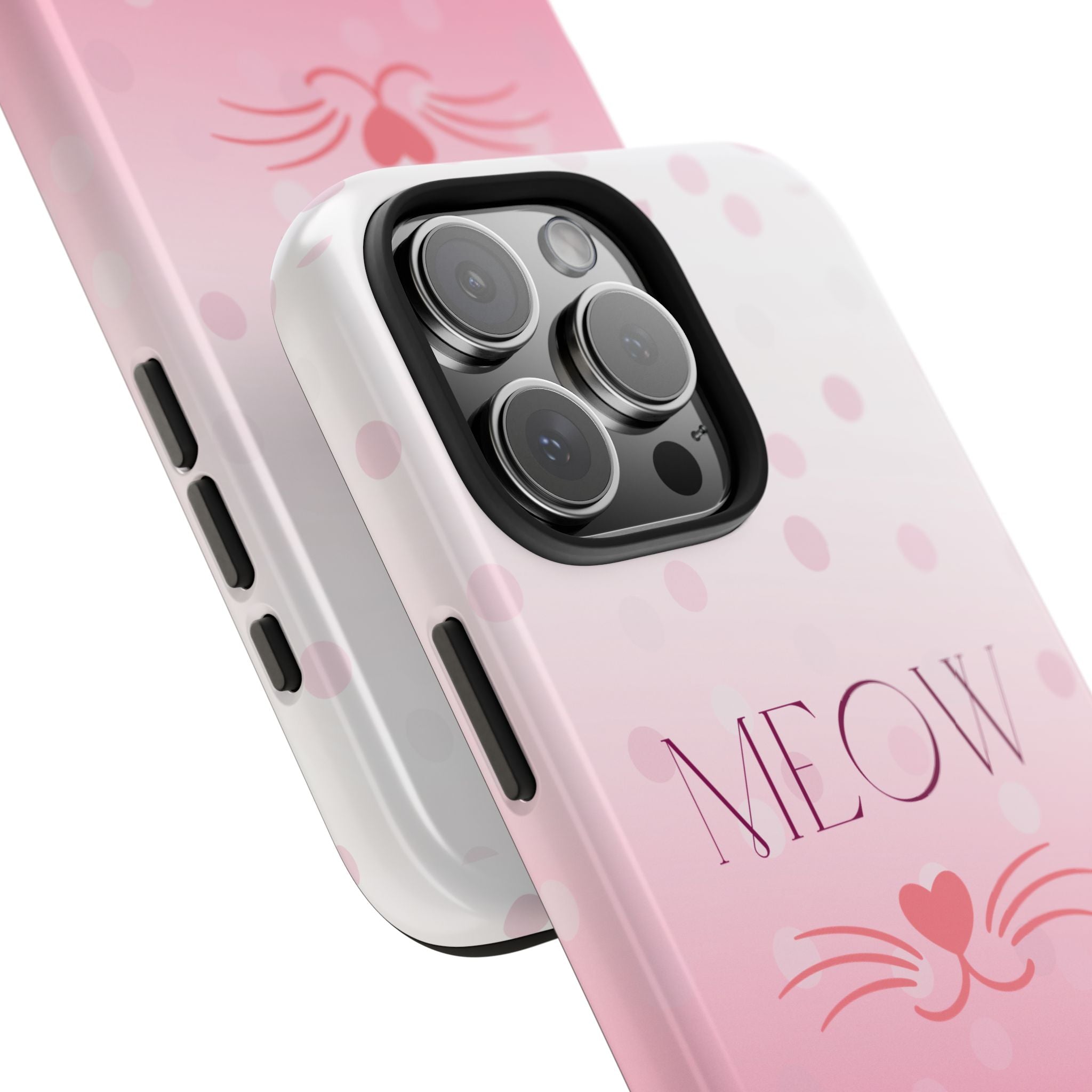Durable iPhone & Android Protective Case - Cute Pink Cat Phone Case