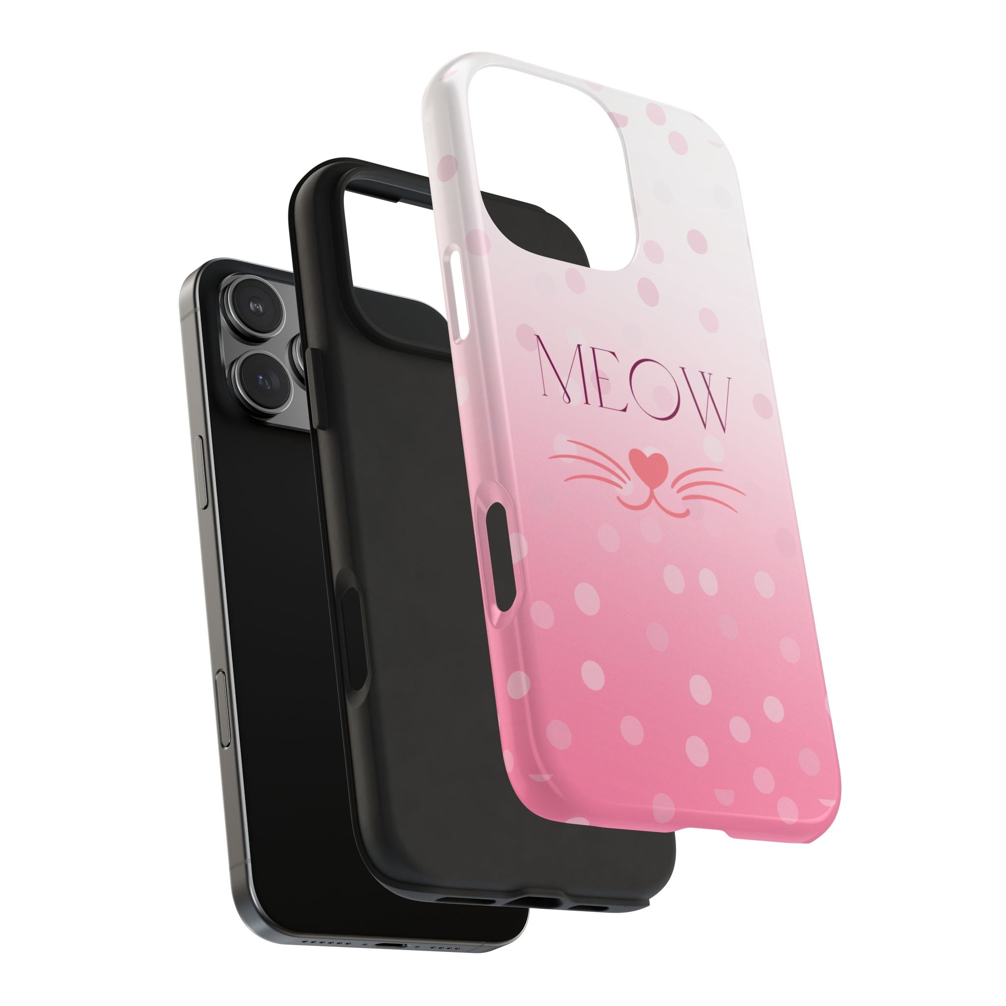 Durable iPhone & Android Protective Case - Cute Pink Cat Phone Case