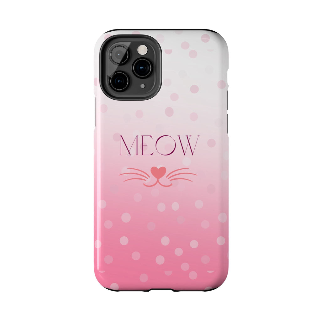 Durable iPhone & Android Protective Case - Cute Pink Cat Phone Case