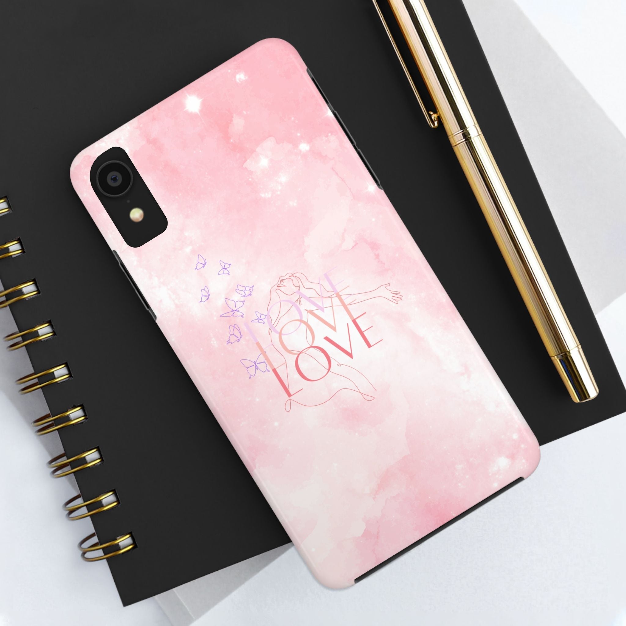 Durable Iphone & Android Protection - Pink Love Galaxy Tough Phone Case