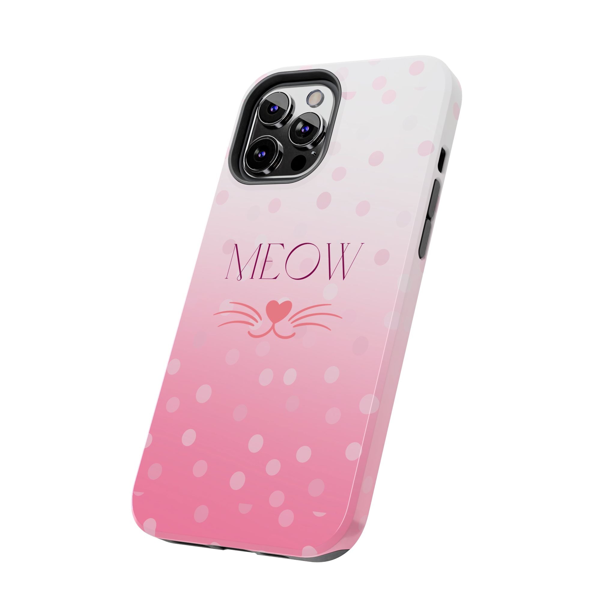 Durable iPhone & Android Protective Case - Cute Pink Cat Phone Case