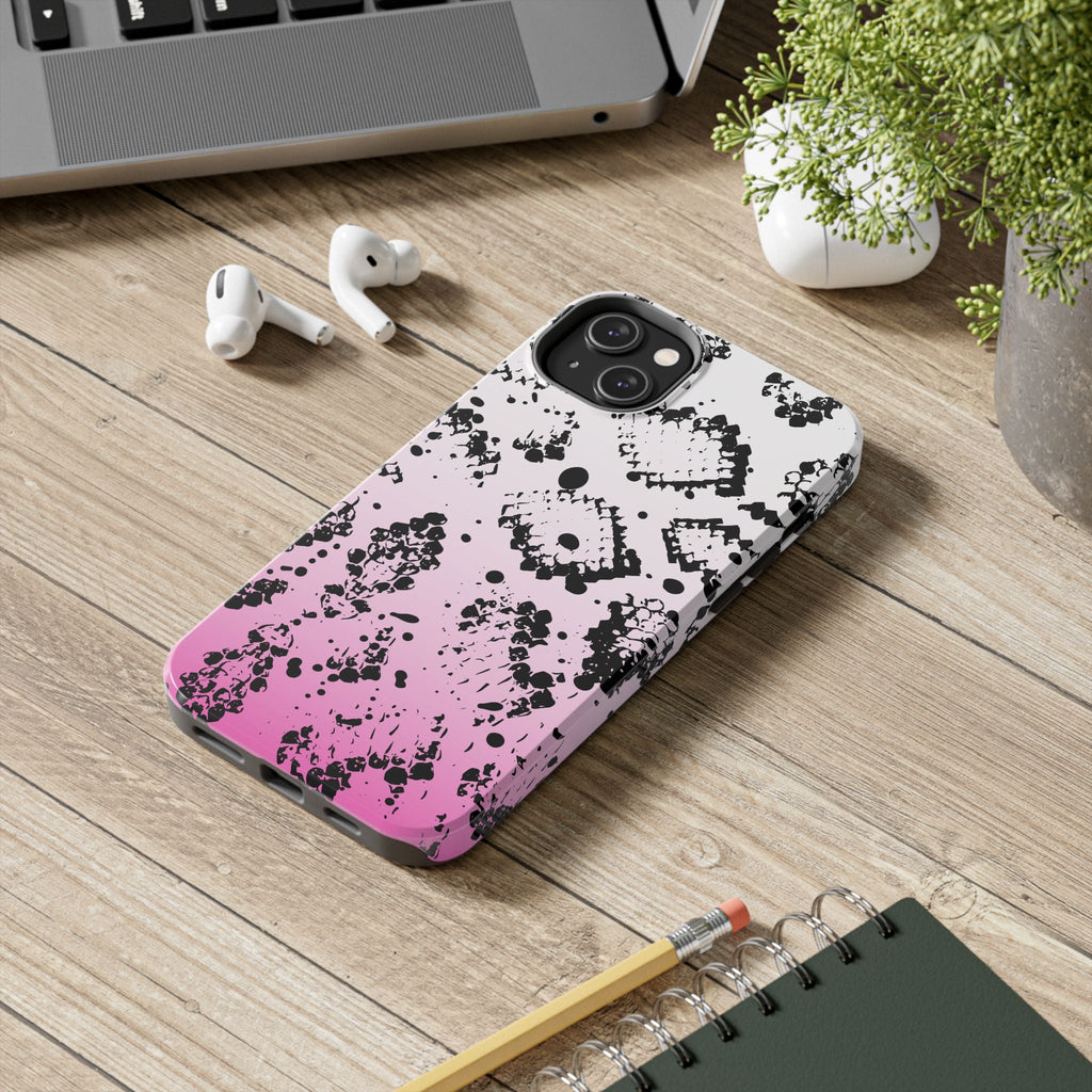 Durable iphone & Android Protection - Pink Ombre Snake Skin Tough Phone Case